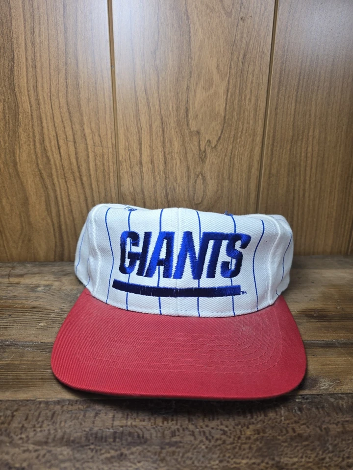 De colección Años 90 NY Giants Snapback Sombrero Equipo NFL Rayas Ala Verde Billete Rojo Foto 1 de 4