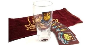 Set bar originale FC West Ham United FC WHUFC (bicchiere birra + 4 sottobicchieri + telo da barba) NUOVO - Foto 1 di 2