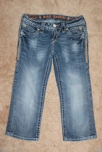 ROCK REVIVAL Size 25 DENIM/JEAN CAPRI PANTS (Johanna Capri; 19" inseam) perfect - Picture 1 of 2