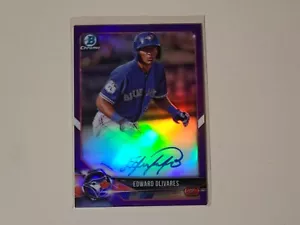 Edward Olivares 2018 Bowman Chrome Purple Refractor AUTO Autograph #d 001/250 - Picture 1 of 3