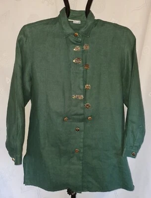 BLOUSE VINTAGE LANDHAUS TRACHTEN OKTOBERFEST DIRNDL TYROL LINEN WOMEN :US12/EU40 - Image 1 of 4