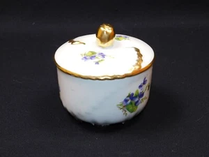 Porcelaine Limoges Castel France Flower Trinket Box Purple Blue Violets - Picture 1 of 8