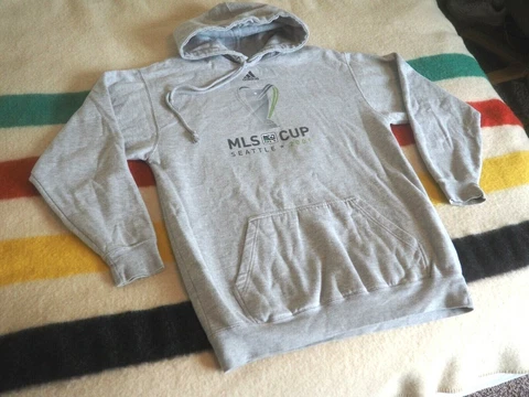 ADIDAS MLS 2009 Cup Seattle Sounders Gray Hoodie Sweatshirt Mens M Medium EUC Cover