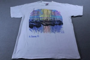 Vintage St Thomas T-Shirt Adult Large Single Stitch Textured Graphic Vacation - Picture 1 of 11
