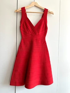 HERVE LEGER Nastya Red Dress in Size XS - RRP £650 - Picture 1 of 12