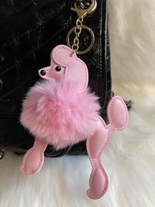 Poodle Dog Bag Charm Keychain Purse charm Plush Pom Pom Pink Fluffy New - Picture 1 of 3