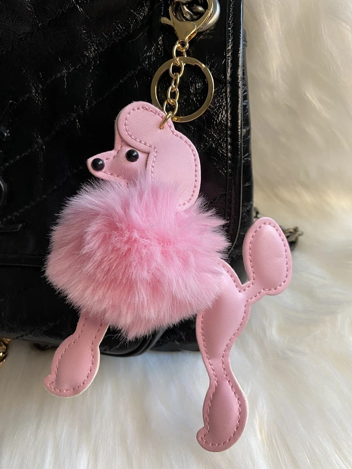 Caniche Perro Bolso Dije Llavero Cartera Dije Peluche Pom Pom Rosa Esponjoso Nuevo Foto 1 de 3