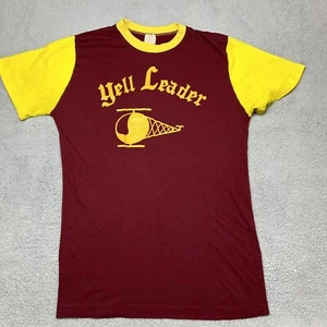 Vintage 1950s School Yell Leader Cheerleader TShirt Maroon Yellow Unknown School - Picture 1 of 9