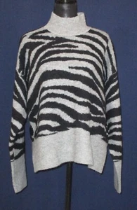 Nine West Women's NWOT Women's XL Zebra Print Black Grey Mock Neck Sweater - Picture 1 of 12