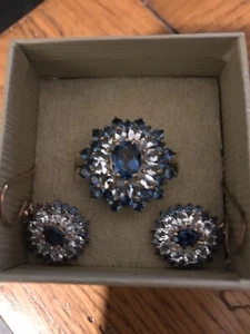 Dark Blue Topaz and Lite blue Topaz 18K Rose Gold over Sterling Ring/Earring SET - Picture 1 of 4