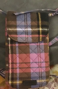 Vera Bradley Pink Plaid Card/Wallet w/strap - Picture 1 of 5