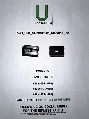 FITS/PARA PORSCHE 911 912 928 PIEZA DE MONTAJE PARASOL# 9117313310070B Foto 1 de 3