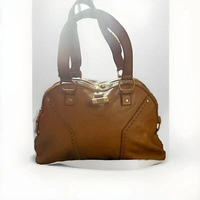 Yves Saint Laurent YSL Muse Shoulder Tote Bag Beige Leather Women's with Key - Image 1 of 4