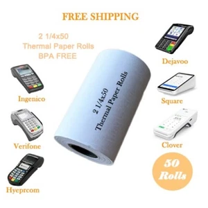 50 Rolls 2 1/4" x 50' Thermal Receipt Cash Register Credit Card Paper BPA Free - Picture 1 of 5