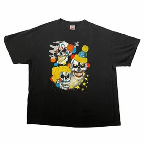 Y2K Reprint Of 90s 3D Emblem Scared Bone Skull Biker Shirt Clown - Picture 1 of 6