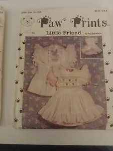 RARE HEIRLOOM 1992 PAW PRINTS LITTLE FRIEND DRESS SMOCKED PINAFORE PAT SIZE 3-6 - Picture 1 of 2