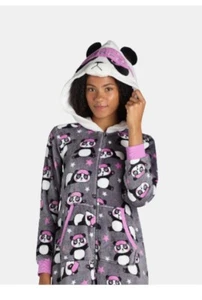 Panda Hooded Cozy Union Suit Size Large - Picture 1 of 2