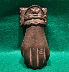 Antique Door Knocker Cast Iron Hand with Ring on - Picture 1 of 2