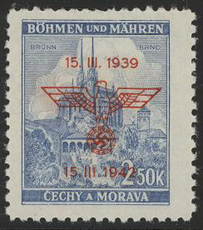 Stamp Germany Bohemia Czechoslovakia Mi 084 Sc 61 1942 WW2 War Era Eagle MNG - Image 1 of 1