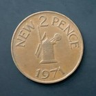 1971 Guernsey 2 Pence Coin - Scarce - Free P&P