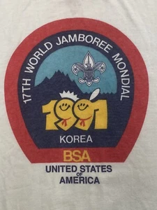 Vintage 1991 BSA Boy Scouts World Jamboree Mondial Korea Sz Large Shirt READ - Picture 1 of 7
