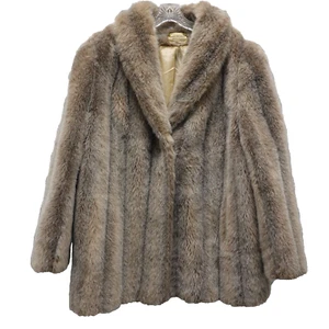 Vintage Tracey Richards Faux Fur Coat Women's Size Large Made in USA Parka - Picture 1 of 20