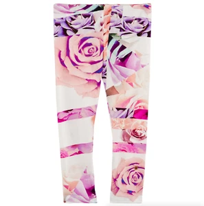 Roberto Cavalli L7401 Kids Multicolor Rose Print Leggings Girl's Size 6 - Picture 1 of 3
