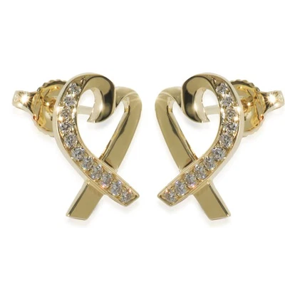 Tiffany & Co. Yellow Gold Diamond Paloma Picasso Loving Heart Earrings - Image 1 of 3