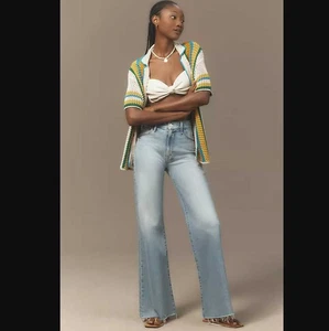 Neu 28 Mother x Anthropologie The Hustler Roller Fray Wide-Leg Jeans I Confess - Bild 1 von 9