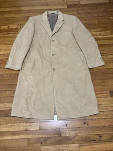 Lauren Ralph Lauren 100% Camel Hair Long Trench Coat Mens 44L Overcoat - Picture 1 of 7