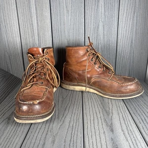 REDWING USA Brown Leather Moc Classic 1907 Work Boot 10 D - Worn and Loved - Picture 1 of 12