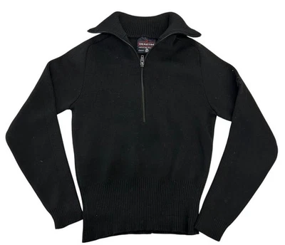 Suéter Demetre Mujer Negro Mezcla Lana Virgen Mediano Pequeño 1/4 Cremallera Pullover Foto 1 de 4