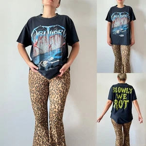 00s Y2K Vintage Obituario Slowly We Rot camisa negra descolorida desgastada se ajusta como L - Imagen 1 de 1