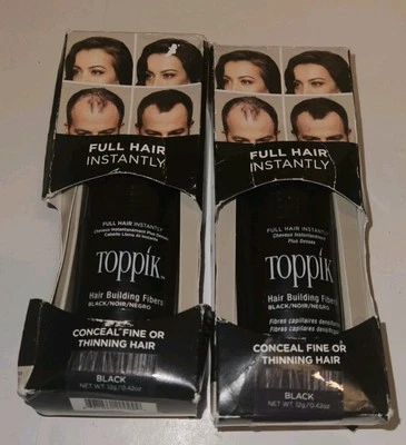 Toppik Cabello Completo Instantáneamente Fibras para Construcción de Cabello 0.42oz Negro NUEVO Lote de 2 Foto 1 de 4