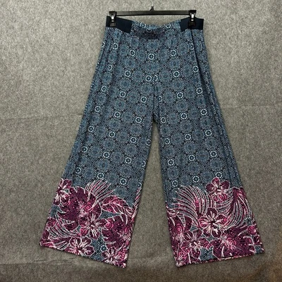 Ruby Rd Tropical Border Crepe Wide Leg Pants Women's Size Petite Large NWT - Image 1 of 4