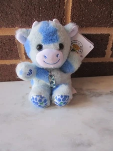 Build-A-Bear Mini Bean Blueberry Cow 7 "Blue/Spots-Medal Blueberry Charm - Picture 1 of 5