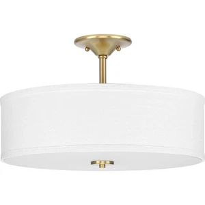 Progress Lighting Inspire 18" 3-Light Satin Brass Semi-Flush Mount Ceiling Light - Picture 1 of 6