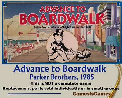 Piezas de juego de mesa: ADVANCE TO BOARDWALK, Parker Brothers, 1985 piezas de repuesto Foto 1 de 2