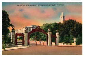CA Sather Gate Universtiy of California Berkely Linen Unposted a5 - Picture 1 of 2