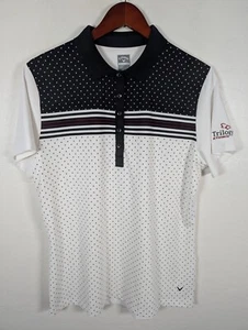 Callaway Top Women's Large Blue White Opti-Dri Short Sleeve 1/2 Button up Shirt - Picture 1 of 10