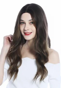 Perücke Damenperücke lang gewellt Ombre Braun Dunkelblond Mittelscheitel wig - Bild 1 von 6