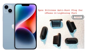 5x Dustproof Waterproof Plug Stopper Black Rubber iPhone 14/ 14 Pro / 14 Pro Max - Picture 1 of 1