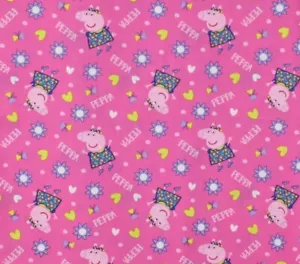 Peppa Pig Toss Pink Fabric 2003 Astley Baker Davies Ent. One UK - 1 yd 15 in - Picture 1 of 3