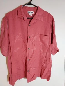 Hawaiian Tropic Sz Large Rust Jacquard Rayon Camp Shirt Great Car Show Shirt - Picture 1 of 7