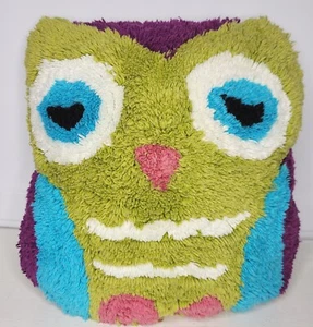 Multicolored Fuzzy Owl Shaped Throw Pillow Kid's Room Decor Plush - Picture 1 of 7