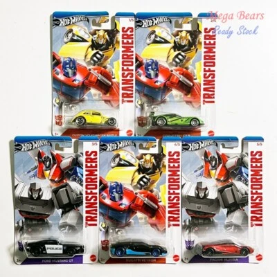 Mattel Hot Wheels 2024 Transformers #1-5 Set of 5 Cars Bugatti Veyron GDG83 - Image 1 of 4