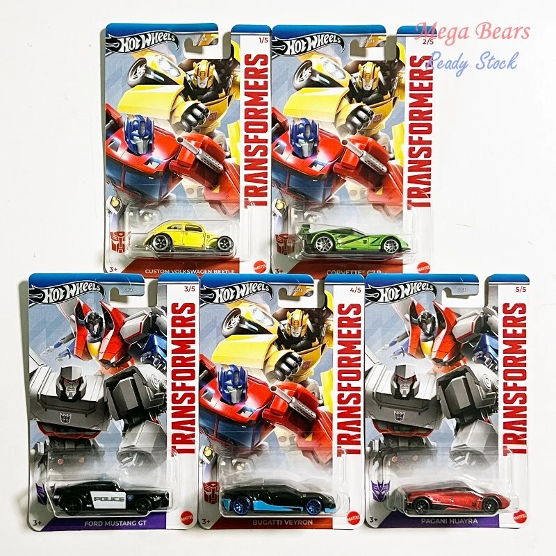 Mattel Hot Wheels 2024 Transformers #1-5 Set of 5 Cars Bugatti Veyron GDG83 - Image 1 of 4