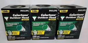 3 Philips Colortone 100W PAR38 Green 4 3/4" Outdoor Flood Light Bulbs 810566 NEW - Picture 1 of 3