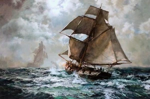 Night Suspect Painting by Montague Dawson Reproduction - Picture 1 of 3