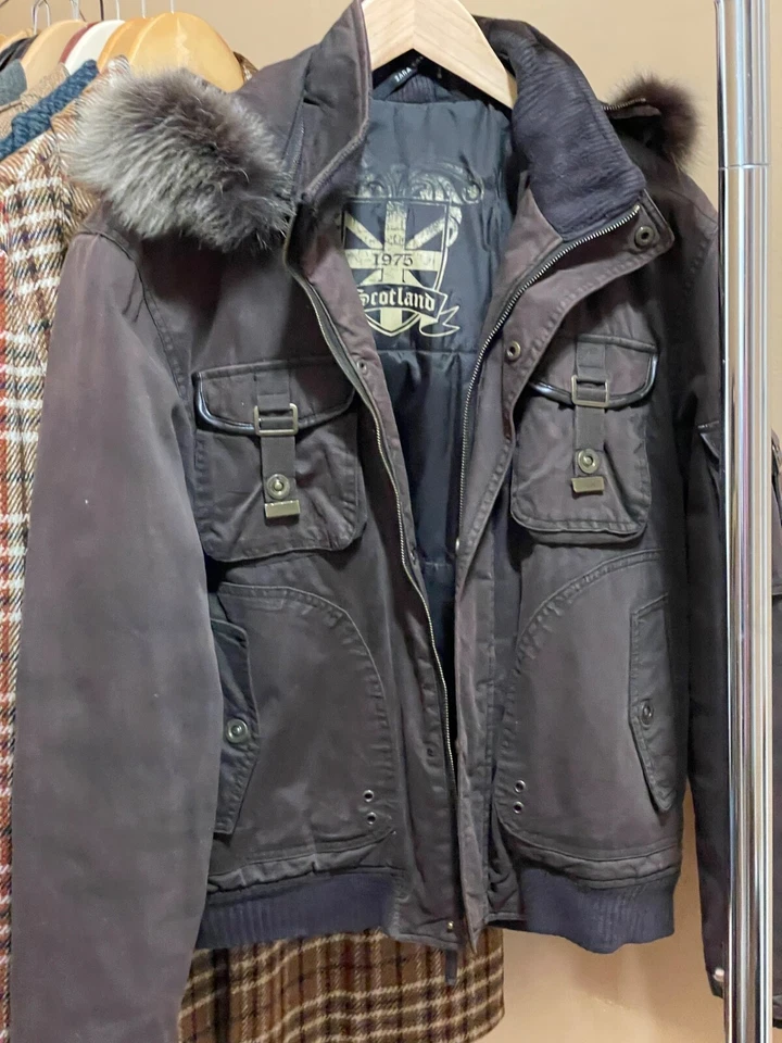 Abrigo chaqueta vintage para hombre con capucha de piel de zorro Foto 1 de 2